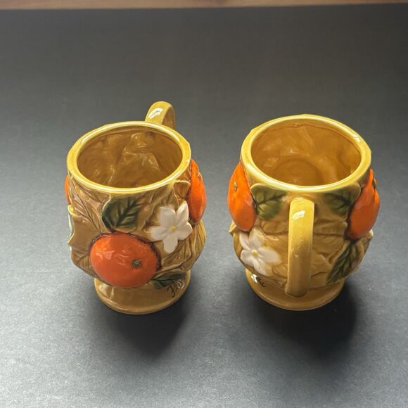 Vintage Florida Orange Blossom Souvenir Mugs Set 2 Japan Citrus Glazed Rare - Picture 11 of 13